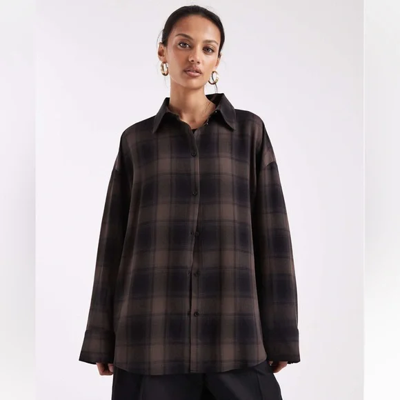 ASOS DESIGN oversized shirt with wide sleeves in plaid - Picture 1 of 9